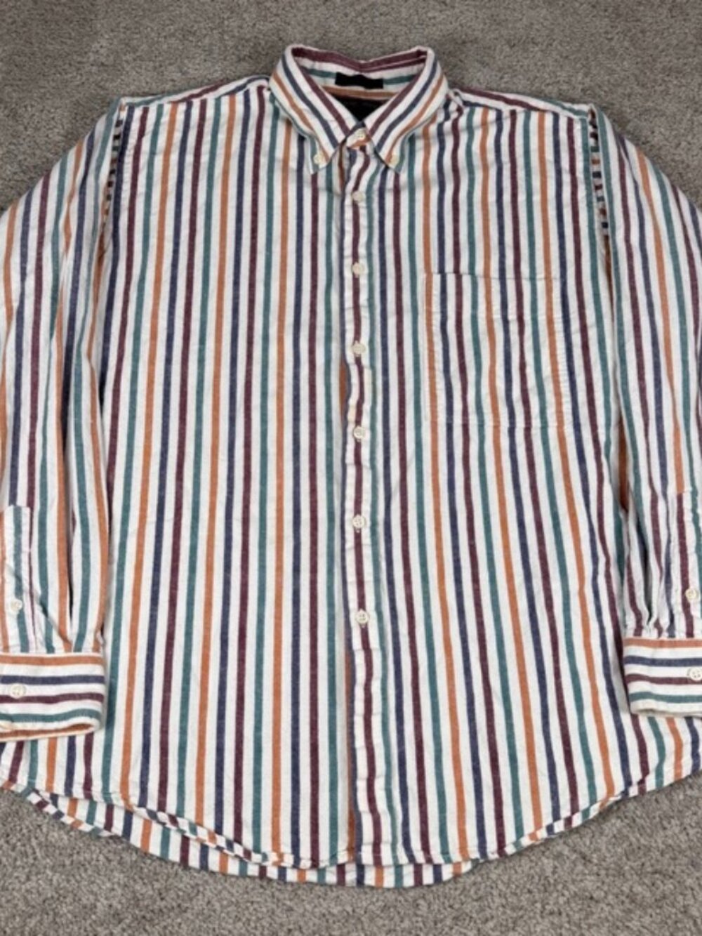 Vintage Club House Members Only Striped Button Down Shirt Men's Large Multicolor